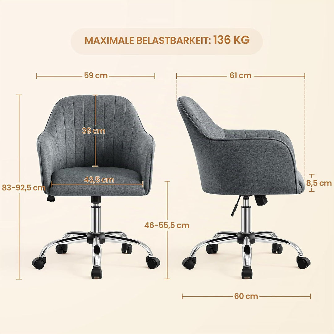 Yaheetech Homeoffice Stuhl, Schminkstuhl, Schreibtischstuhl, höhenverstellbar Drehstuhl, Bürostuhl m