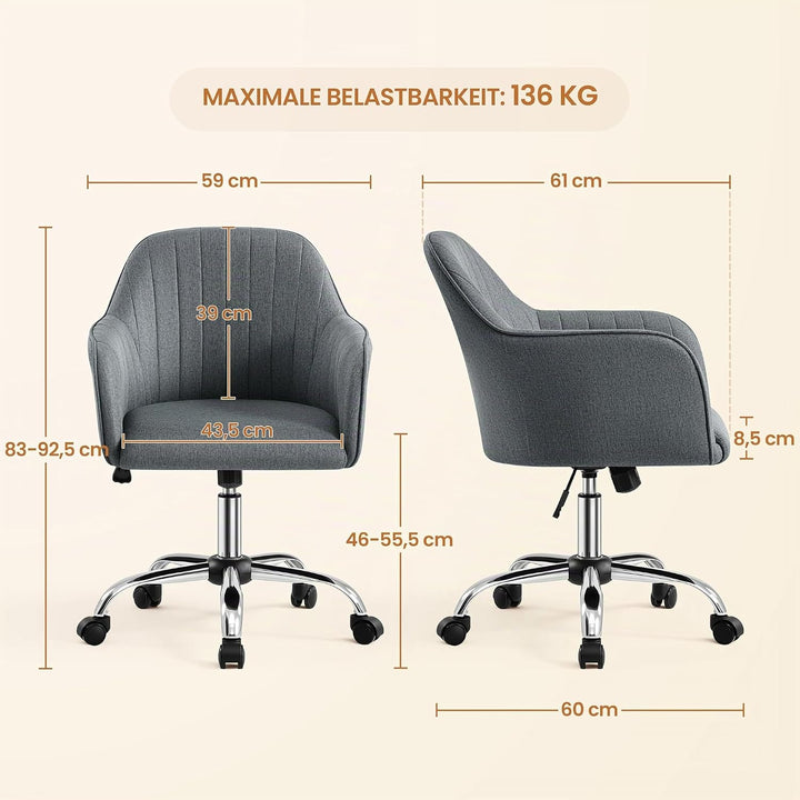 Yaheetech Homeoffice Stuhl, Schminkstuhl, Schreibtischstuhl, höhenverstellbar Drehstuhl, Bürostuhl m
