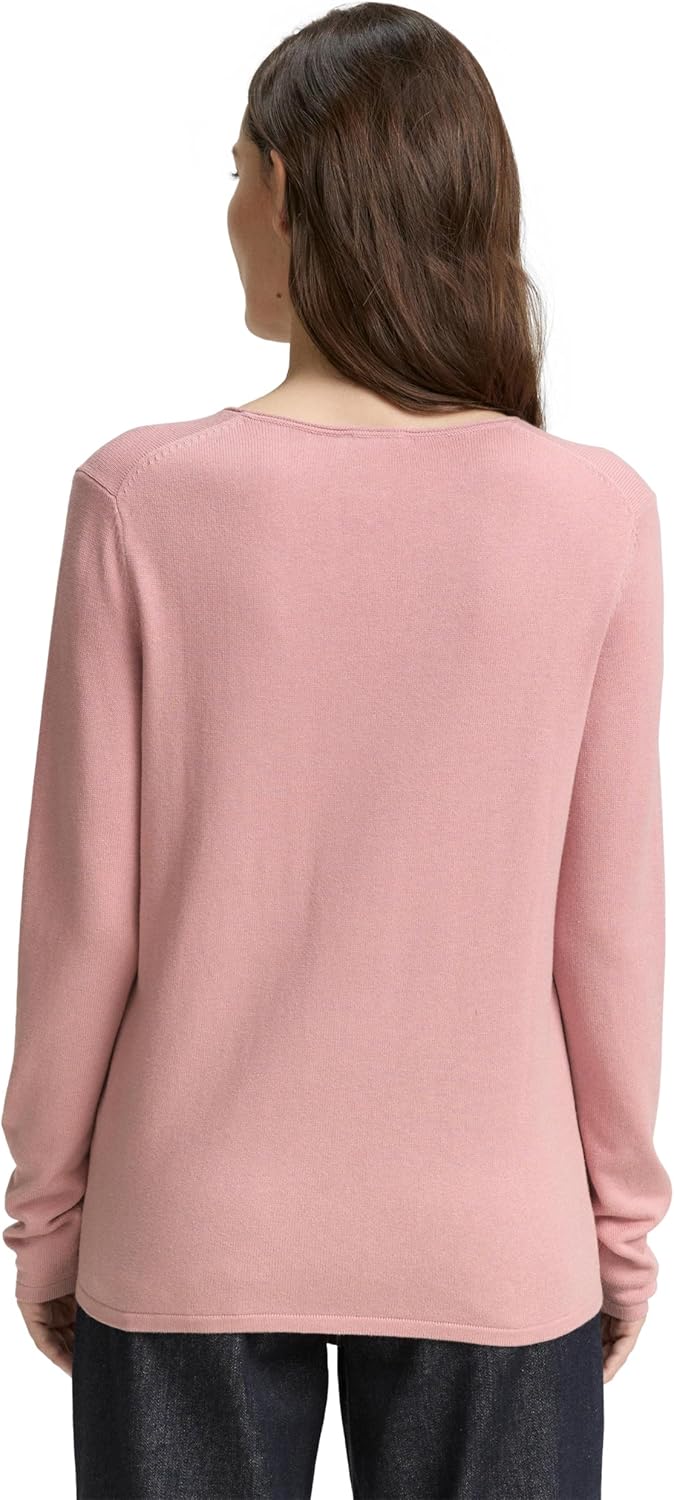 TOM TAILOR Damen Basic Strickpullover mit V-Ausschnitt XXS 11055 - Morning Pink, XXS 11055 - Morning