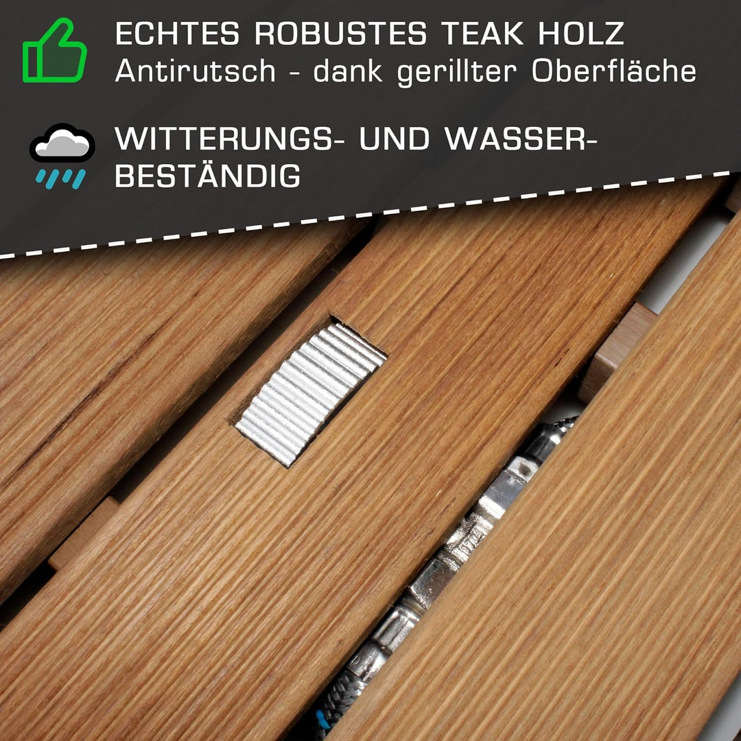 @tec Gartendusche Aussendusche aus massivem Teak-Holz, Mobile Bodendusche Campingdusche, Sauna- & Po