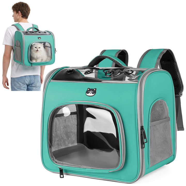 ALLSOPETS Katzenrucksack Faltbar Haustierrucksack mit Frontöffnung und Atmungsaktives Netzfenster Hu