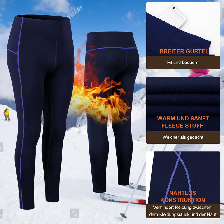 TBoonor Thermounterwäsche Damen mit Winddichter Stehkragen, Thermowäsche Set Thermo Unterwäsche Skiu
