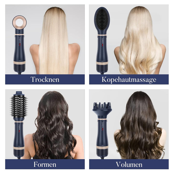 4 IN 1 Haartrockner Warmluftbürste Set, PARWIN PRO BEAUTY Styler-Set, Föhnbürste mit 4 Aufsätze zum