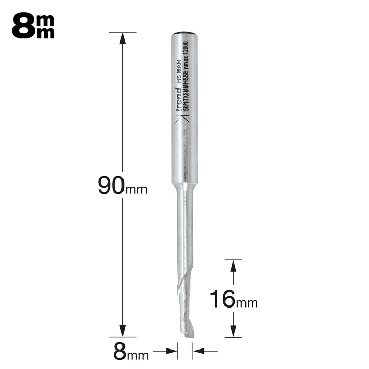 Trend Professional HSSE Fräserschneider, gerade, 8 mm Schaft, 5 mm Durchmesser für Aluminium und Kun