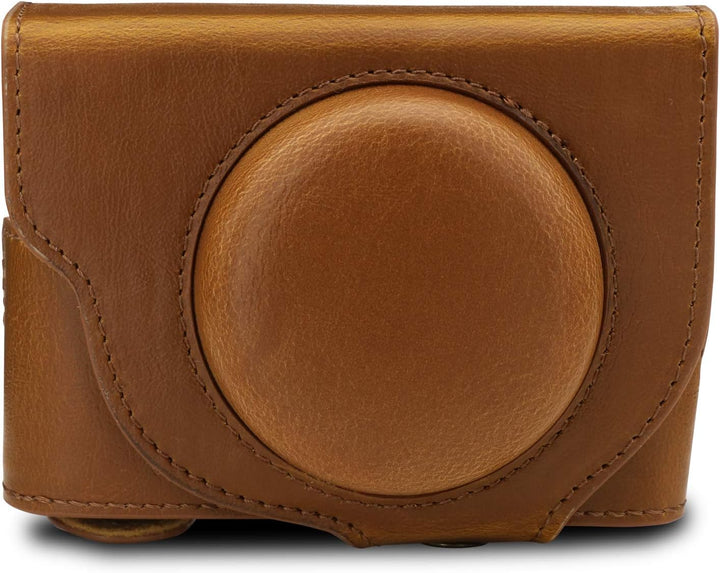 MegaGear MG1732 Ever Ready Leder Kameratasche mit Trageriemen kompatibel mit Sony Cyber-Shot DSC-RX1