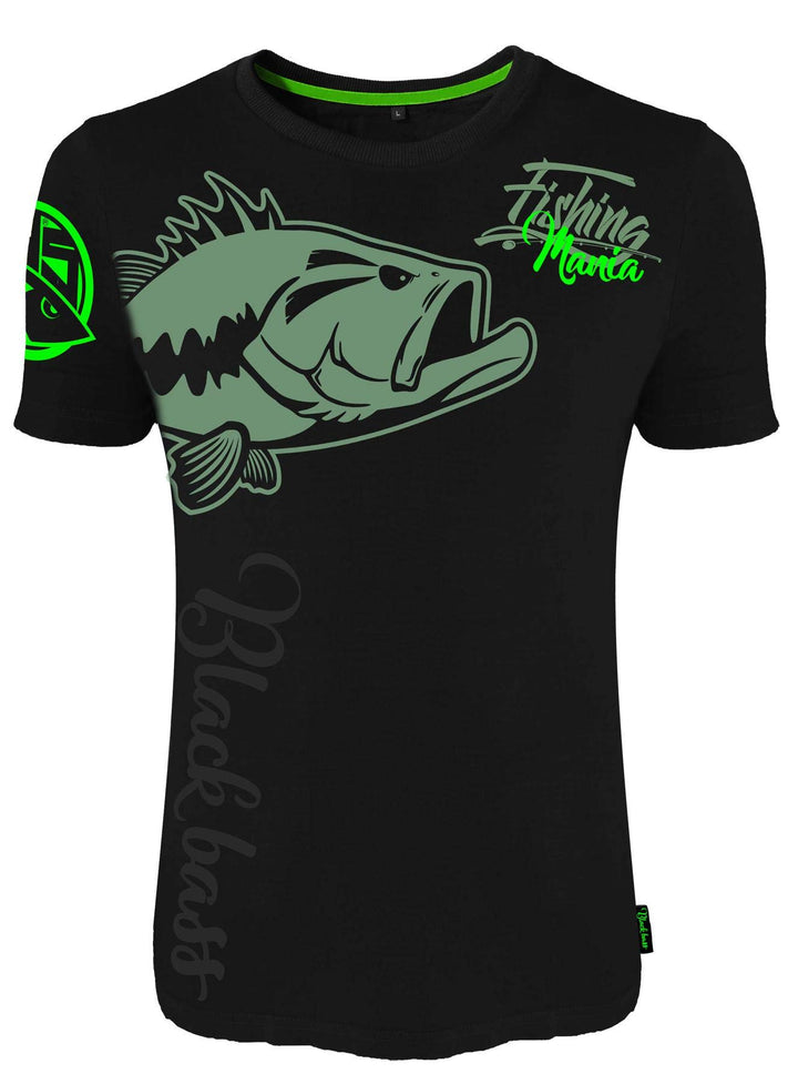 T Shirt Bass Mania, Schwarz, Angler T-Shirt, M