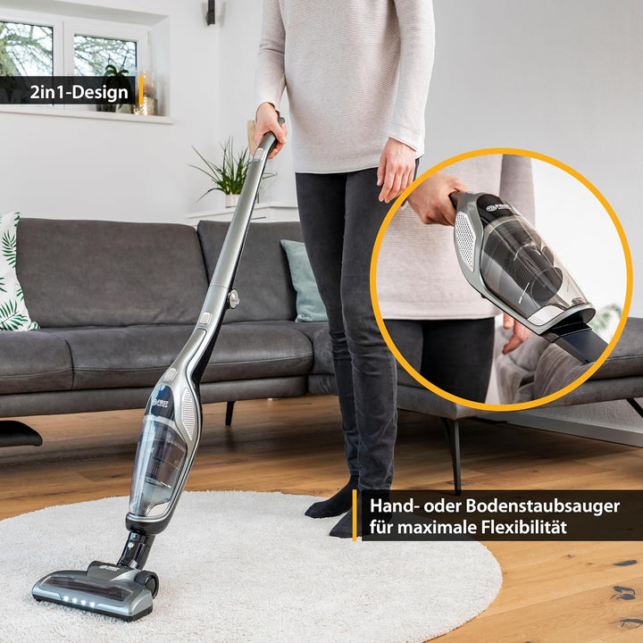 TZS First Austria 2in1 Stiel- und Handstaubsauger | bis zu 60 min Akkulaufzeit | Bodenbürste mit LED