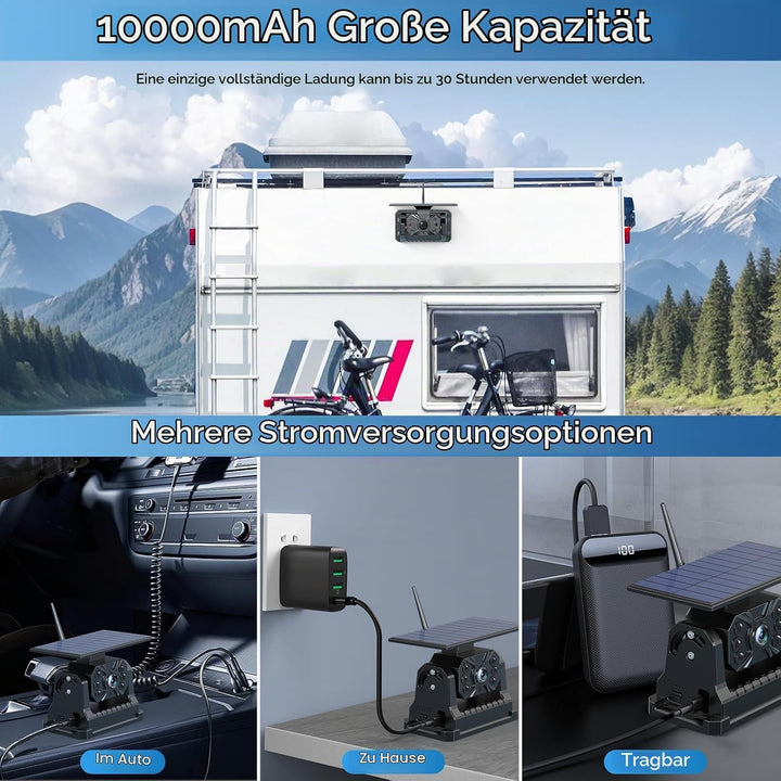 Magnetische Rückfahrkameras Funk Rückfahrkamera Kabellos Solar mit 10000mAh Akku, 7" Drahtlose Rückf