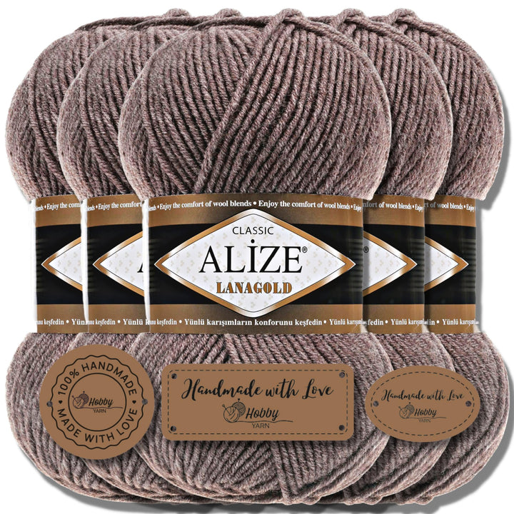 Alize 5 x 100g Lanagold Türkische Premium Wolle Baumwolle und Acryl Handstrickgarne | Yarn | Garn |
