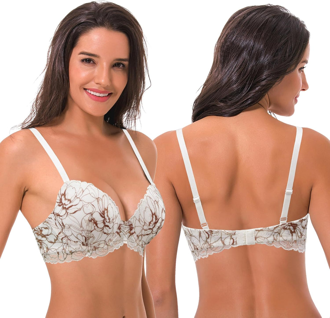 Curve Muse Damen Bügel Übergrösse Hochdrücken Fügen Sie 1 und eine halbe Tasse Spitzen-BHS hinzu 110