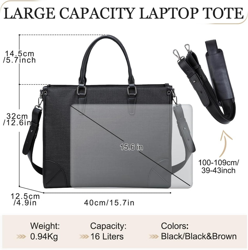 Kasgo Laptop Handtasche Damen, Gross 15.6 Zoll Notebooktasche Wasserabweisend Laptop Tasche Shopper