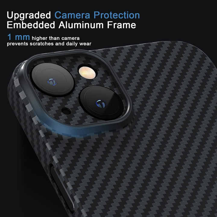 memumi Carbon Hülle für iPhone 14, 0,5 mm Superdünne, Hülle aus echter Aramidfaser [100% Aramidfaser