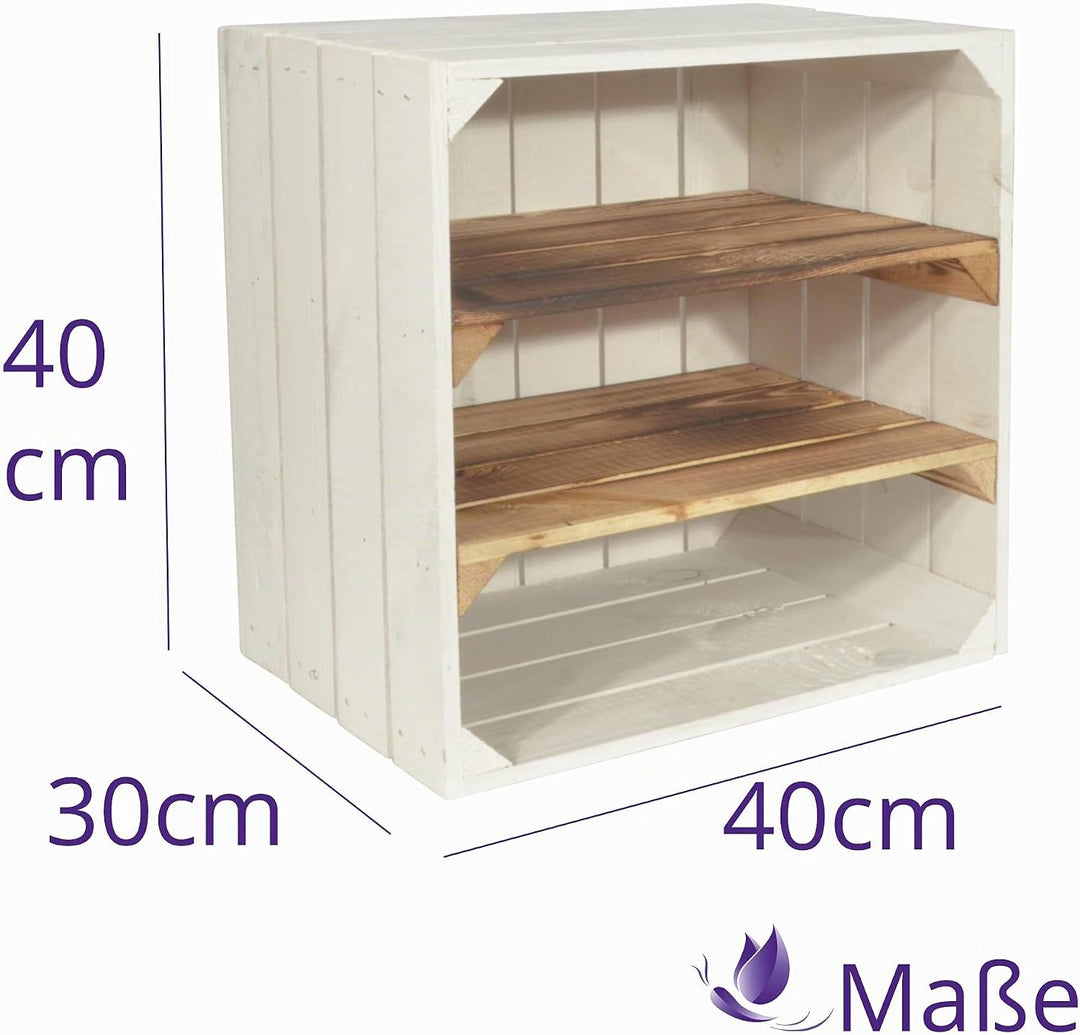 Weinregal Wino aus Holz - Weiss Geflammt 2X Regal Holzkiste 1 2x Geflammt Regal, 1 2x Geflammt Regal
