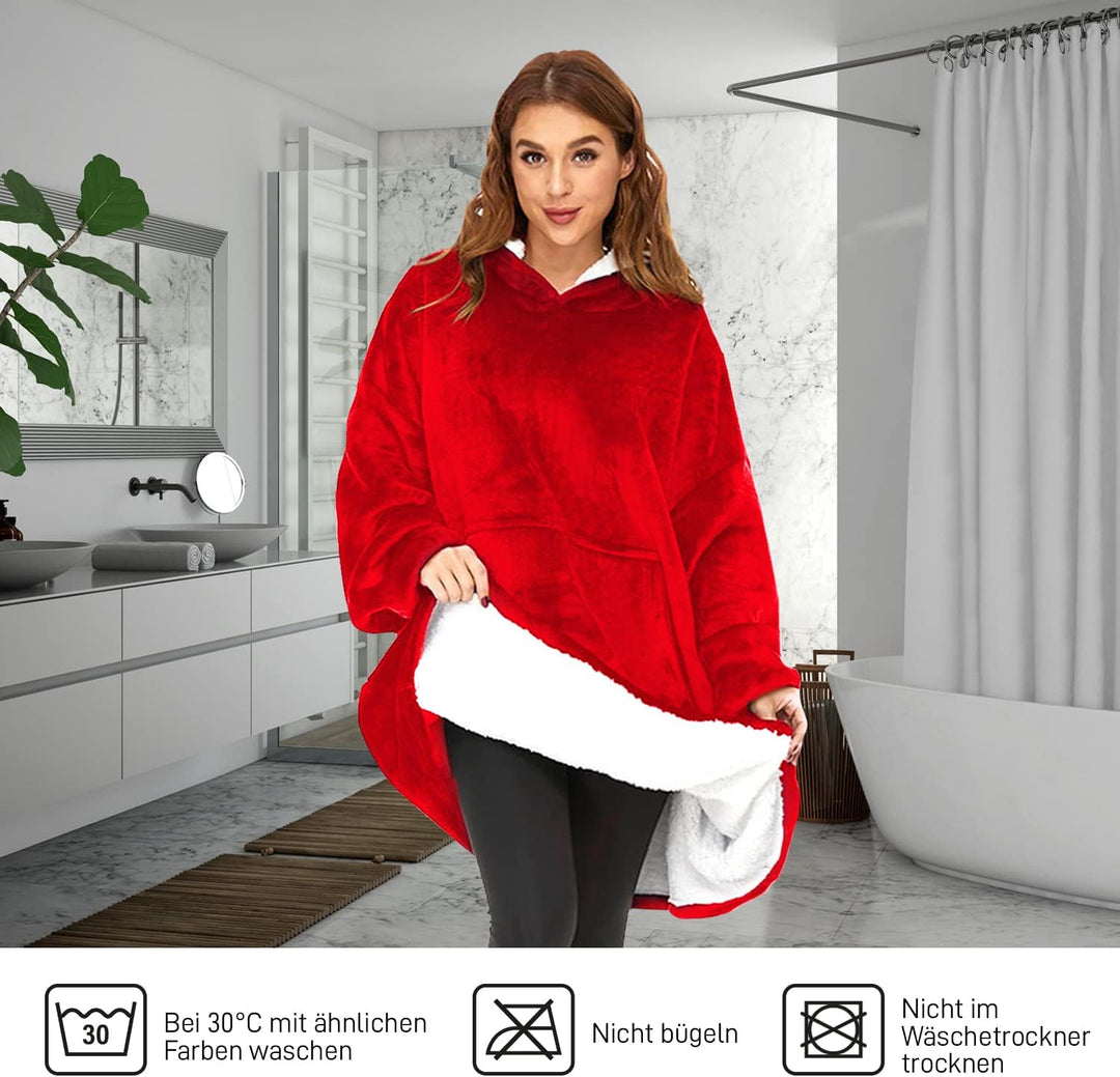 KolnAix Hoodie Decke, Oversize Pullover für Damen und Herren, Flauschiger Kuschelpullover mit Kapuze
