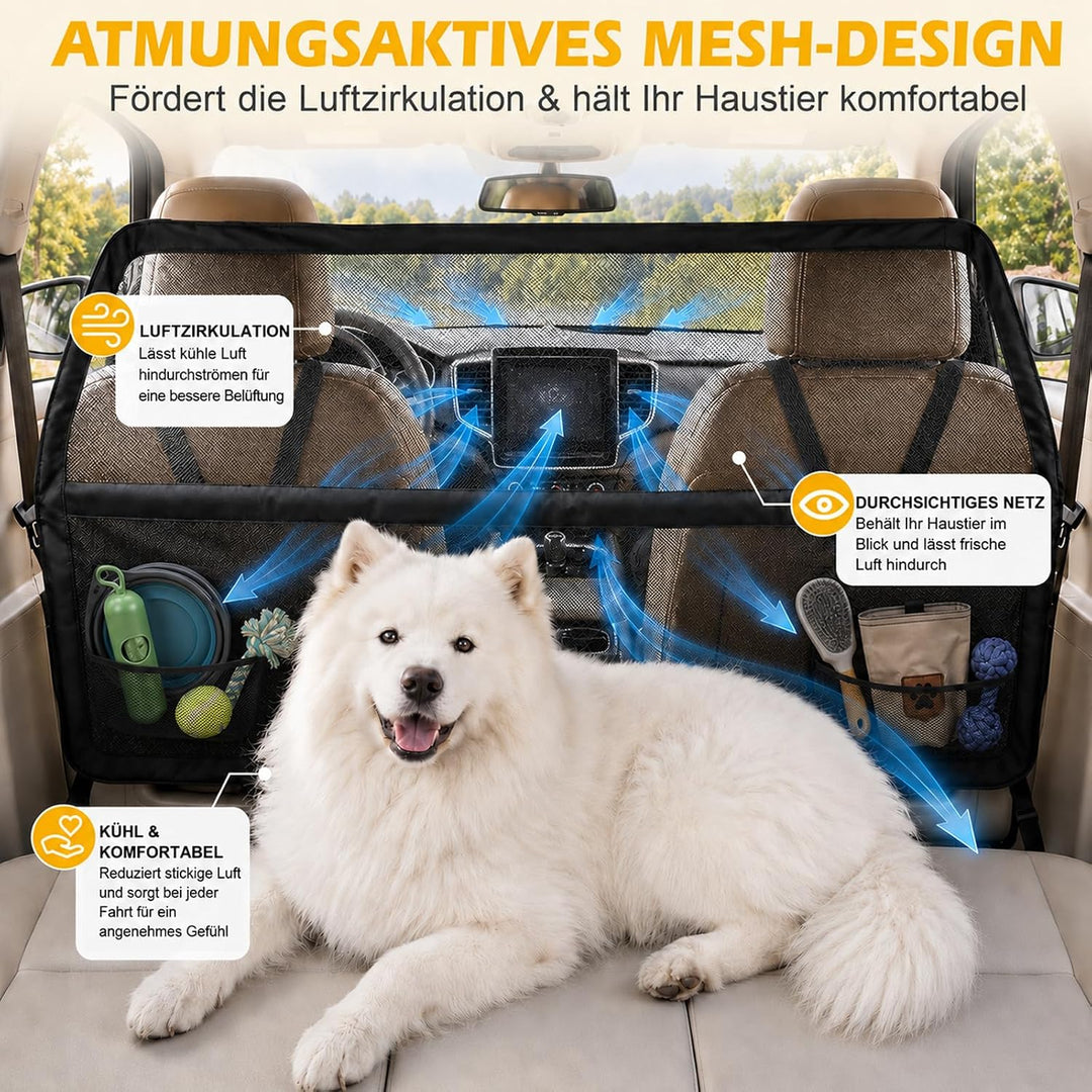 Hundegitter Auto Rücksitz &amp; Kofferraum, 142x81cm Universal Trenngitter Kofferraum Hund mit Kausicher