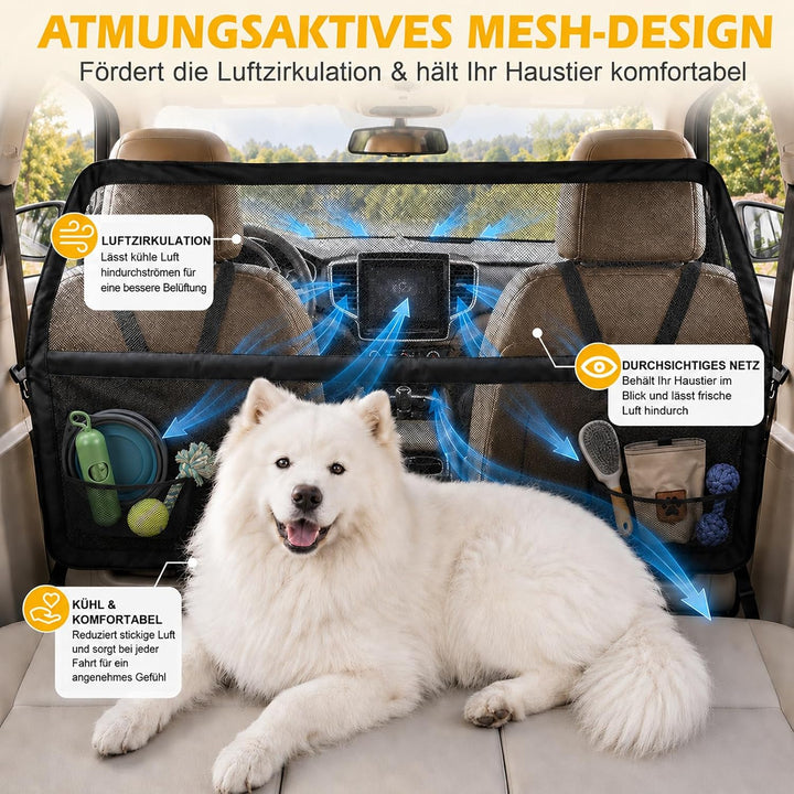 Hundegitter Auto Rücksitz &amp; Kofferraum, 142x81cm Universal Trenngitter Kofferraum Hund mit Kausicher