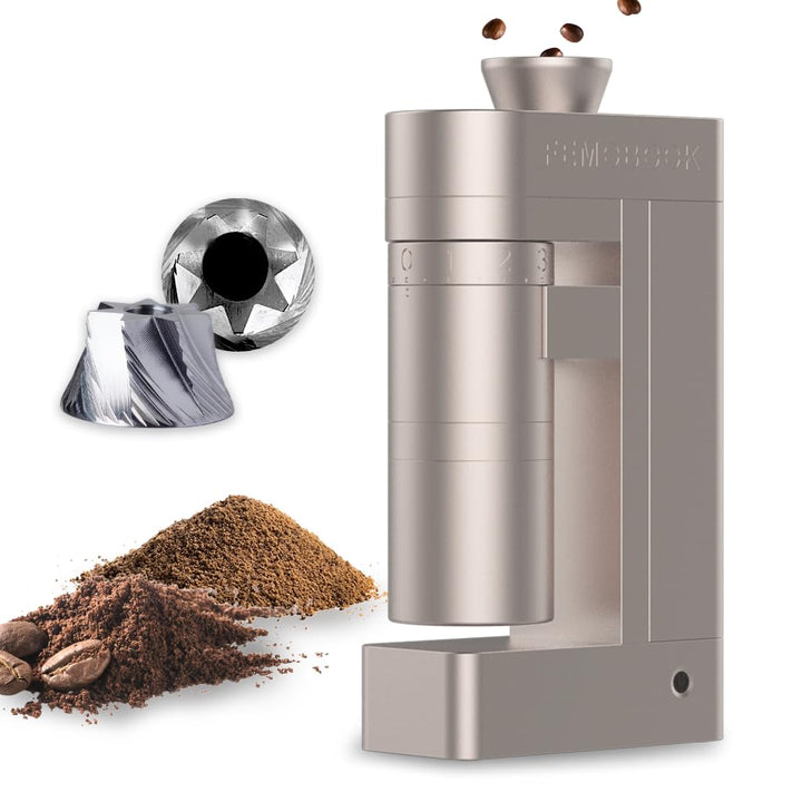 Elektrische Kaffeemühle A5 Champagnergold Für Pour-Over & Espresso – Wiederaufladbar, Kabellos, Trag