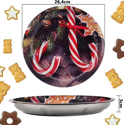 My-goodbuy24 Weihnachtsteller aus Metall - 4 Stück - Weihnachts- oder Nikolaus-Teller mit verschiede