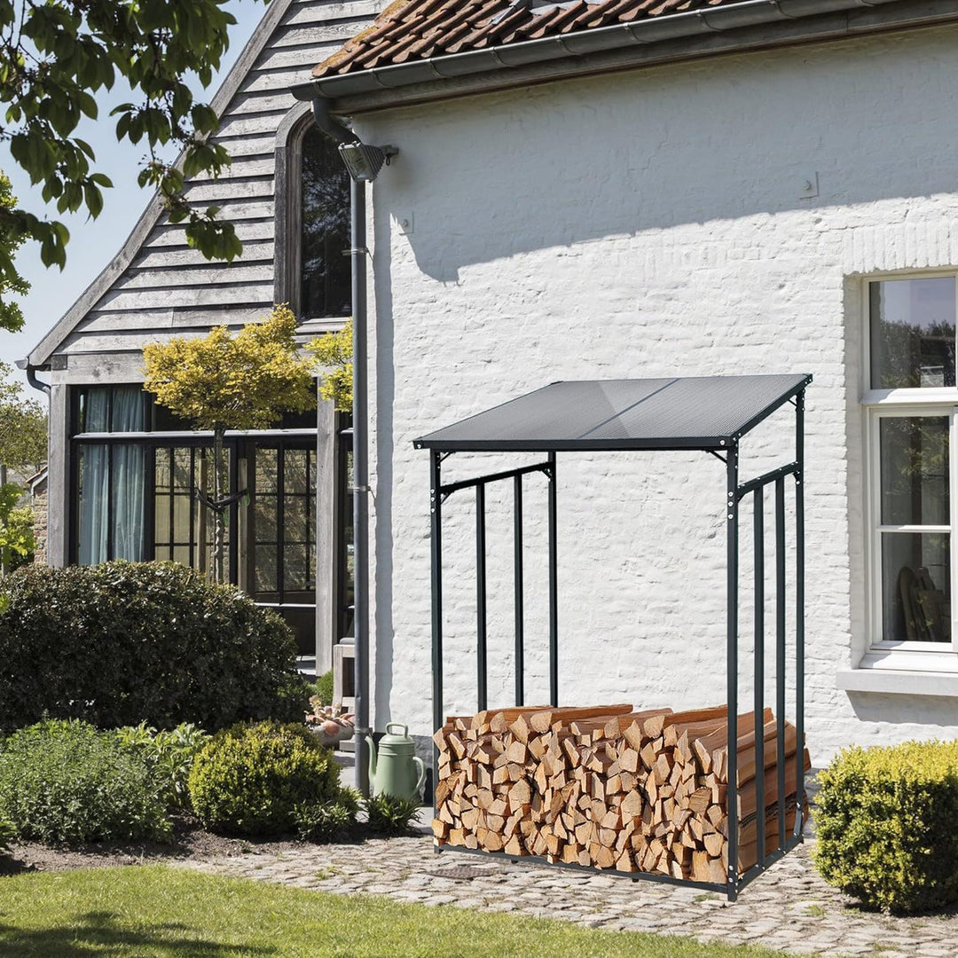 SCHMIDT security tools Kaminholzregal 130x70x185cm Aluminium Anthrazit Brennholzregal Holzstappelhil