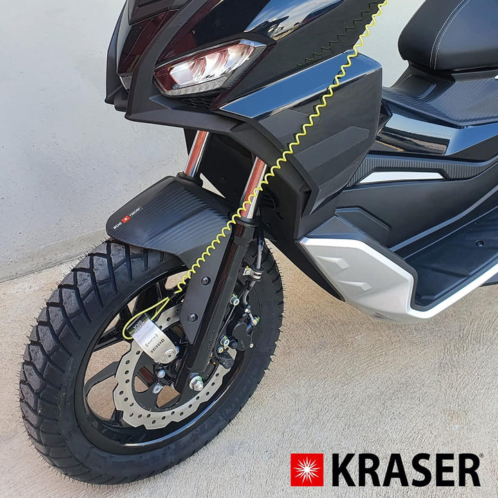 KRASER KR10S Motorrad Alarm Vorhängeschloss, 120dB Double Lock Anti-Diebstahl Bike Disc Clip mit War