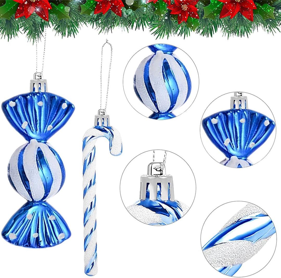 18 Stück Zuckerstangen Weihnachten Deko Weihnachtskugeln Zuckerstangen Deko Glitzer Weihnachtsbaumsc