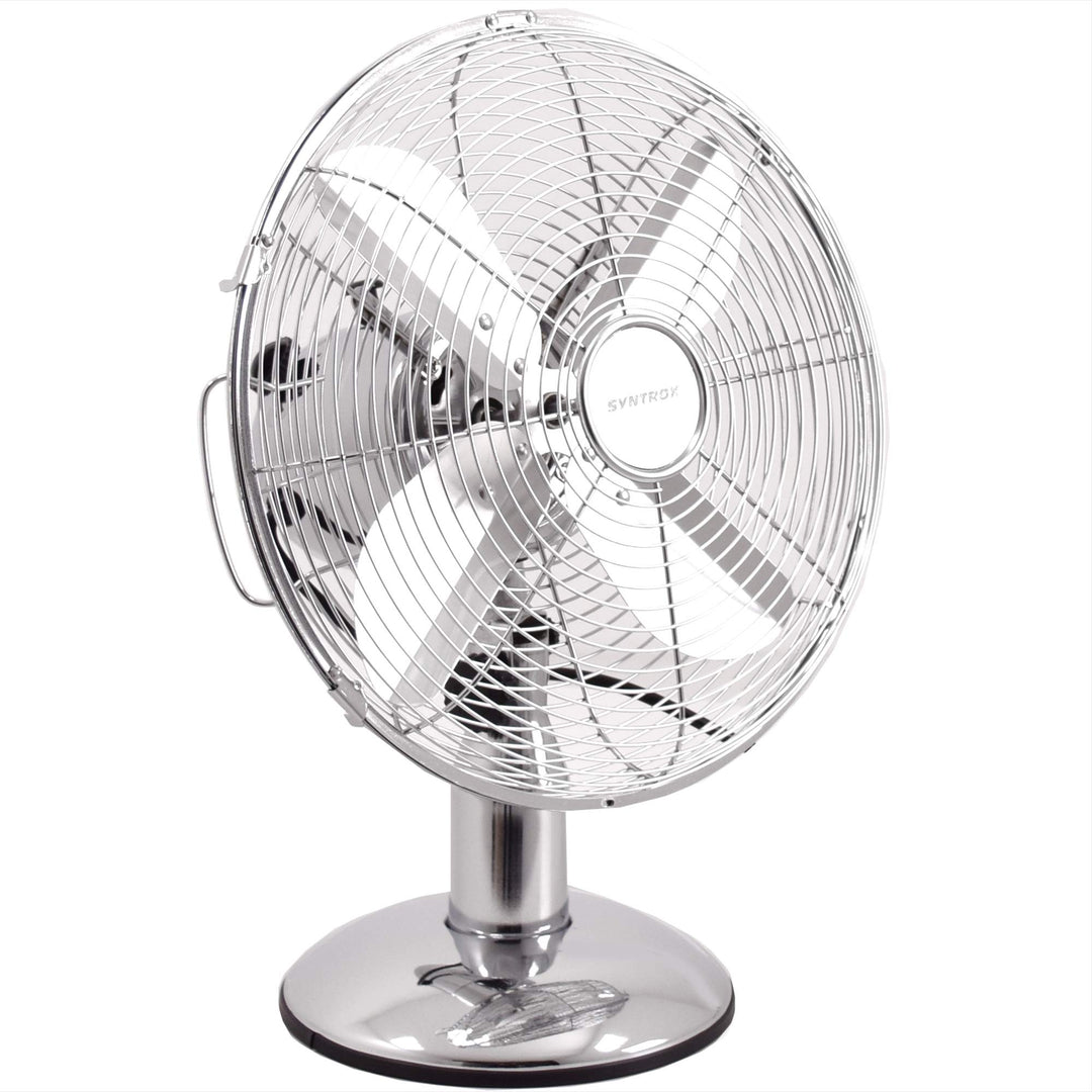Syntrox Germany TVT-33W Chrome Retro 12" 35 cm Tischventilator mit 3 Geschwindigkeiten, Oszillation