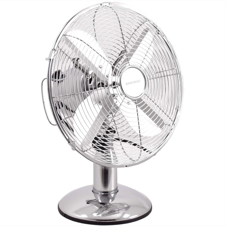Syntrox Germany TVT-33W Chrome Retro 12" 35 cm Tischventilator mit 3 Geschwindigkeiten, Oszillation
