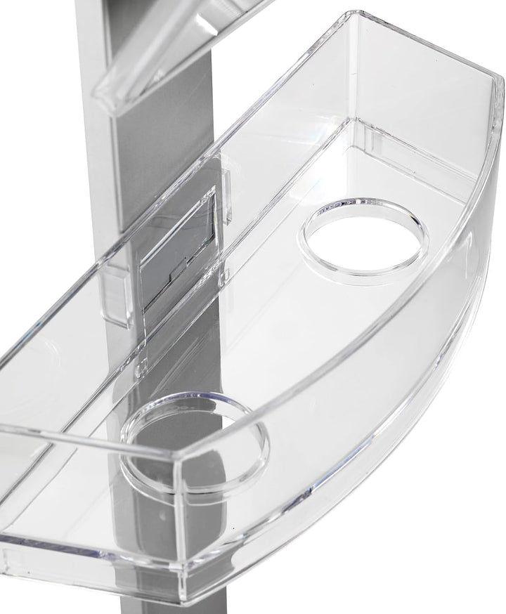 WENKO Duschcaddy Premium, Duschregal mit Antibeschlagspiegel, 2 Ablagen & Edelstahlhaken, einfaches