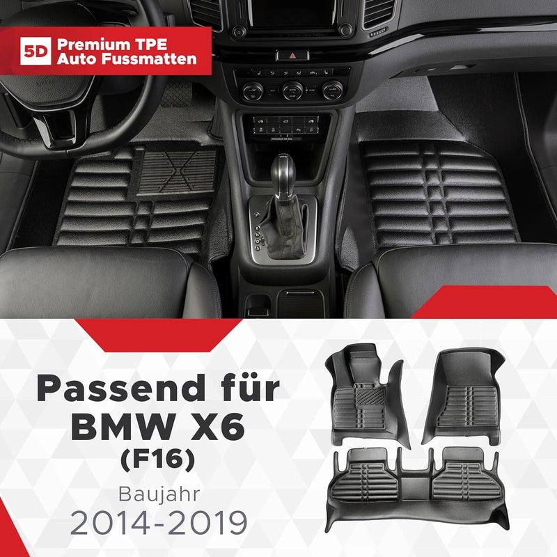 fussmattenprofi.com Auto Fussmatten Kompatibel mit BMW X6 (F16) Baujahr 2014-2019 I 100% Passgenau G