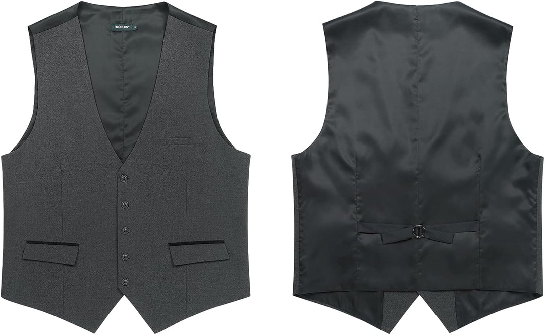HISDERN Anzugweste für Herren Elegant Hochzeit Weste Klassische Einfarbig Casual Businessweste Forme