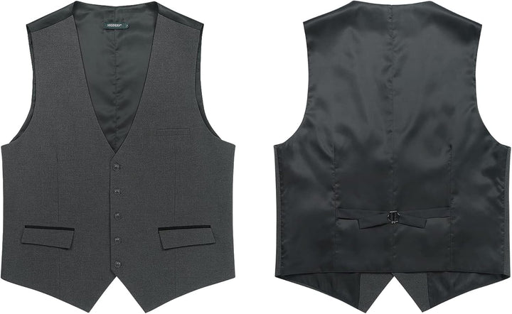 HISDERN Anzugweste für Herren Elegant Hochzeit Weste Klassische Einfarbig Casual Businessweste Forme