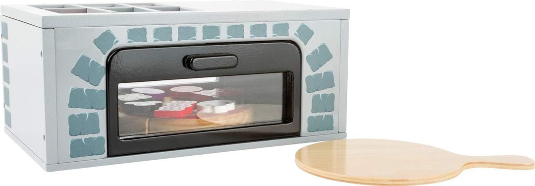 small foot Pizza-Ofen aus Holz, ideal für Kinderküchen, mit Pizza, Pizzateller und Pizzaschneider, a