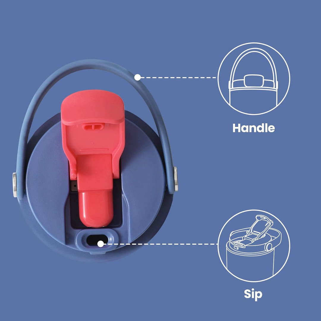Bottle Bottle Isolierte Wasserflasche mit Trinkhalm und Henkel, Edelstahl-Wasserflaschen für Auto, S