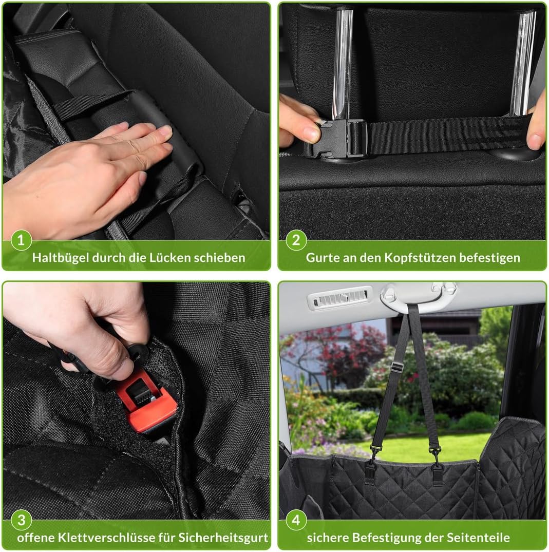 Kingsleeve® Hundedecke Auto Rückbank Wasserdicht Kratzfest Universal Sichtfenster Sitzgurt rutschfes