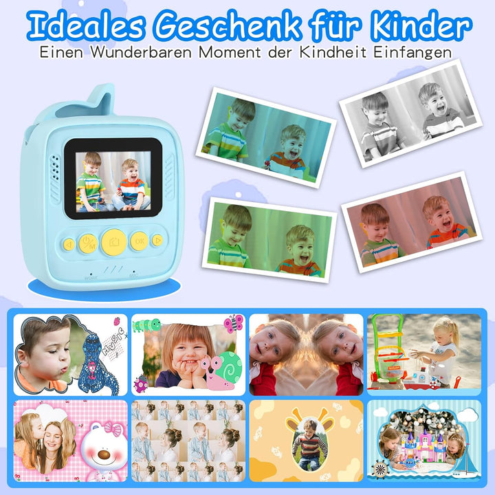 Kinderkamera Sofortbildkamera, 1080P HD 48MP Sofortbildkamera Kinder, Digitalkamera Kinder mit 32GB