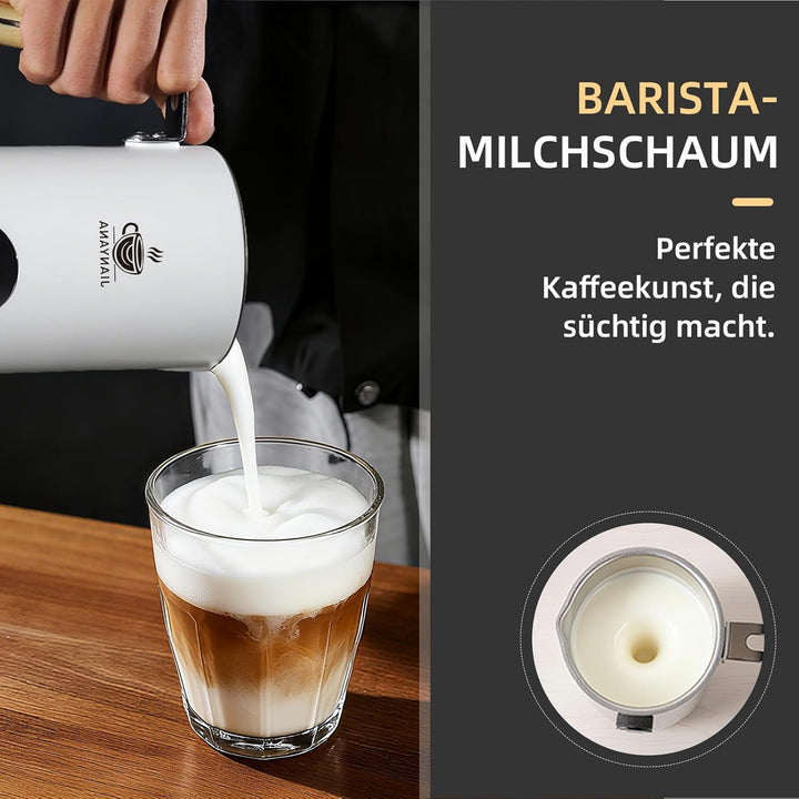 JIANYANA Elektrischer Milchaufschäumer 5-in-1,350ml Edelstahl Milchschäumer Heiss & Kalt mit,Leise,F
