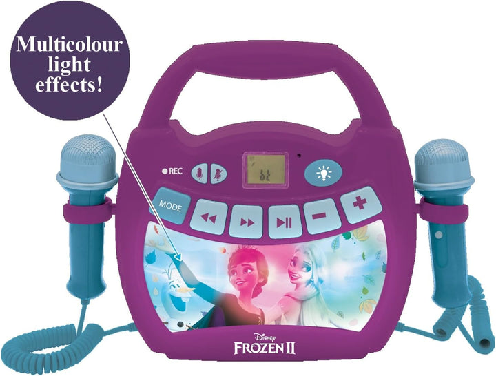 Lexibook - Disney Die Eiskönigin - Tragbarer digitaler Karaoke-Player für Kinder - Mikrofone, Lichte