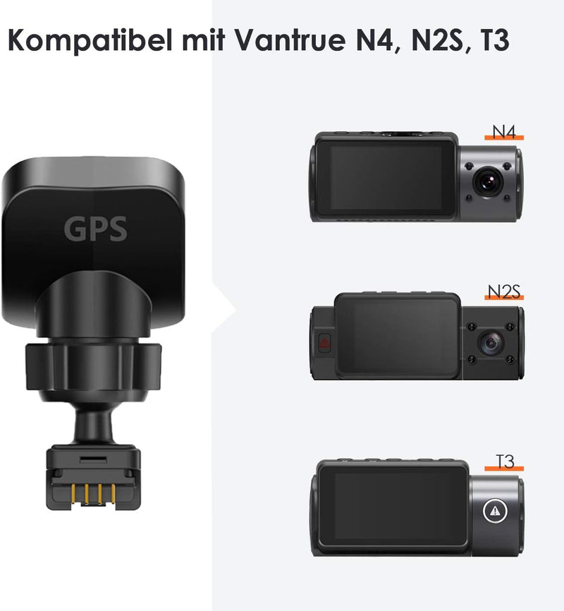 VANTRUE GPS Aufkleber-Halterung für N4/X4S/ T3/ N2S Dashcam mit Typ C USB Anschluss, auf Windschutzs