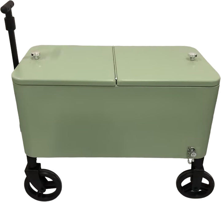 AXI Retro Getränkekühler | Bollerwagen/Kühlwagen/Kühler mit Rollen - 76 Liter | Fahrbare Kühlbox für
