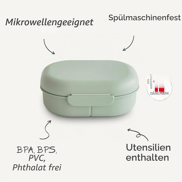 Mushie Lunchbox Kinder Brotdose Vesperdose für Kindergarten und Schule | Trennwand &amp; Fächern mit ver