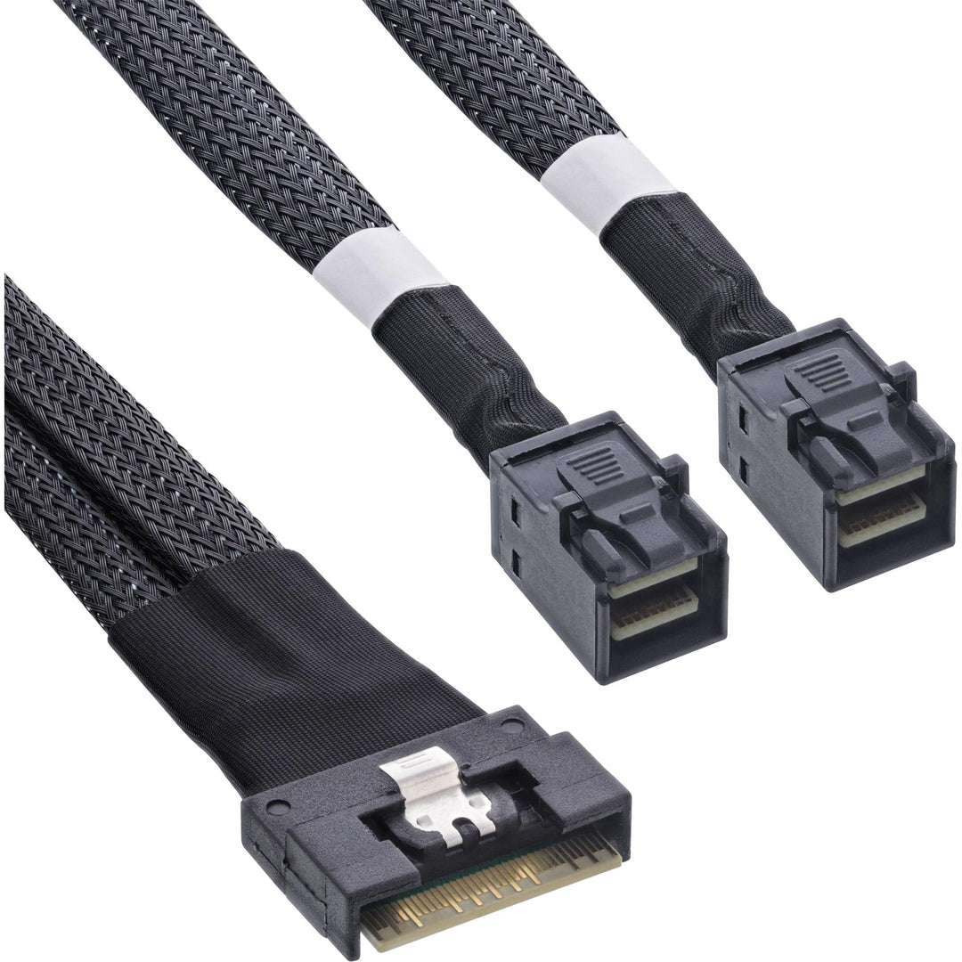 InLine Slim SAS Kabel, SFF-8654 8i zu 2x SFF-8643, 0,5m, 27648A, 0,5m