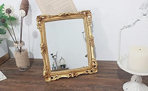 Funerom Dekorativer Spiegel im Vintage-Stil, 27,9 x 24,1 cm, Wandmontage, Tisch-Make-up-Spiegel, qua