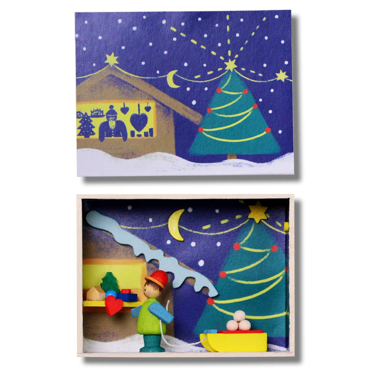 Graupner Holzminiaturen® | Traumkästchen 'Weihnachtsmarkt' | Original Erzgebirgische Holzkunst® | Ki