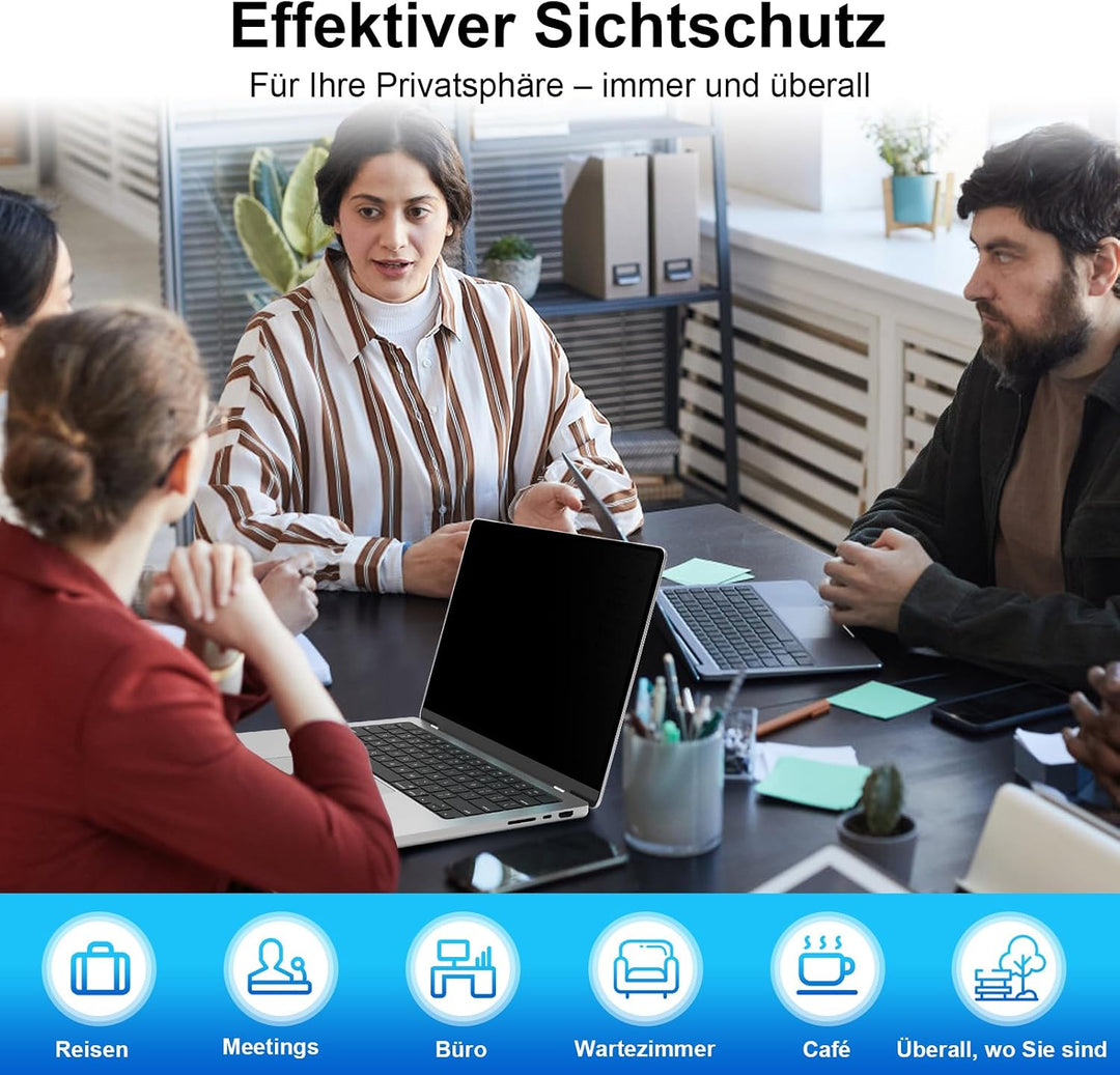 STARY 360 °Sichtschutzfolie Laptop 16"16:10,Abnehmbarer 16"Blickschutzfolie | Anti Blaulicht Blendsc