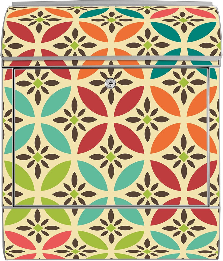 banjado® Design Briefkasten mit Motiv Diamant Muster 39x47x14cm &amp; 2 Schlüssel - Briefkasten Stahl Si