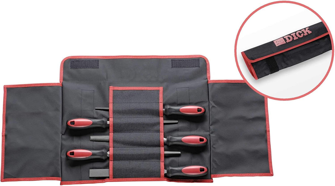 F. DICK Werkstattfeilensatz 5-teilig (inkl. Rolltasche, Feilen mit 2 K Griff, Hieb 2, geeignet für H
