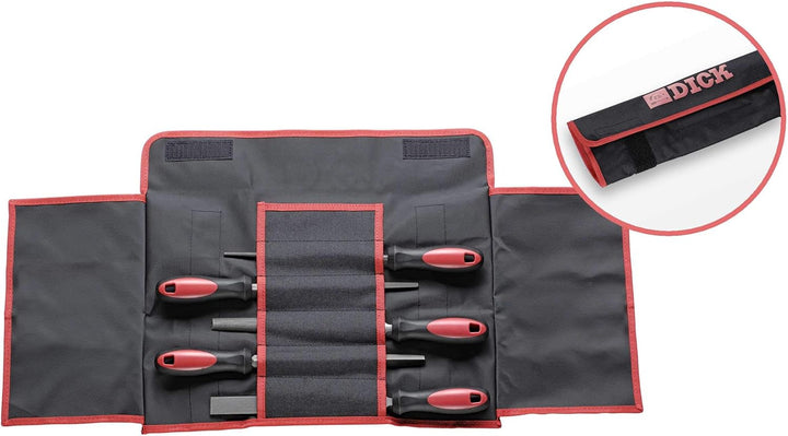 F. DICK Werkstattfeilensatz 5-teilig (inkl. Rolltasche, Feilen mit 2 K Griff, Hieb 2, geeignet für H