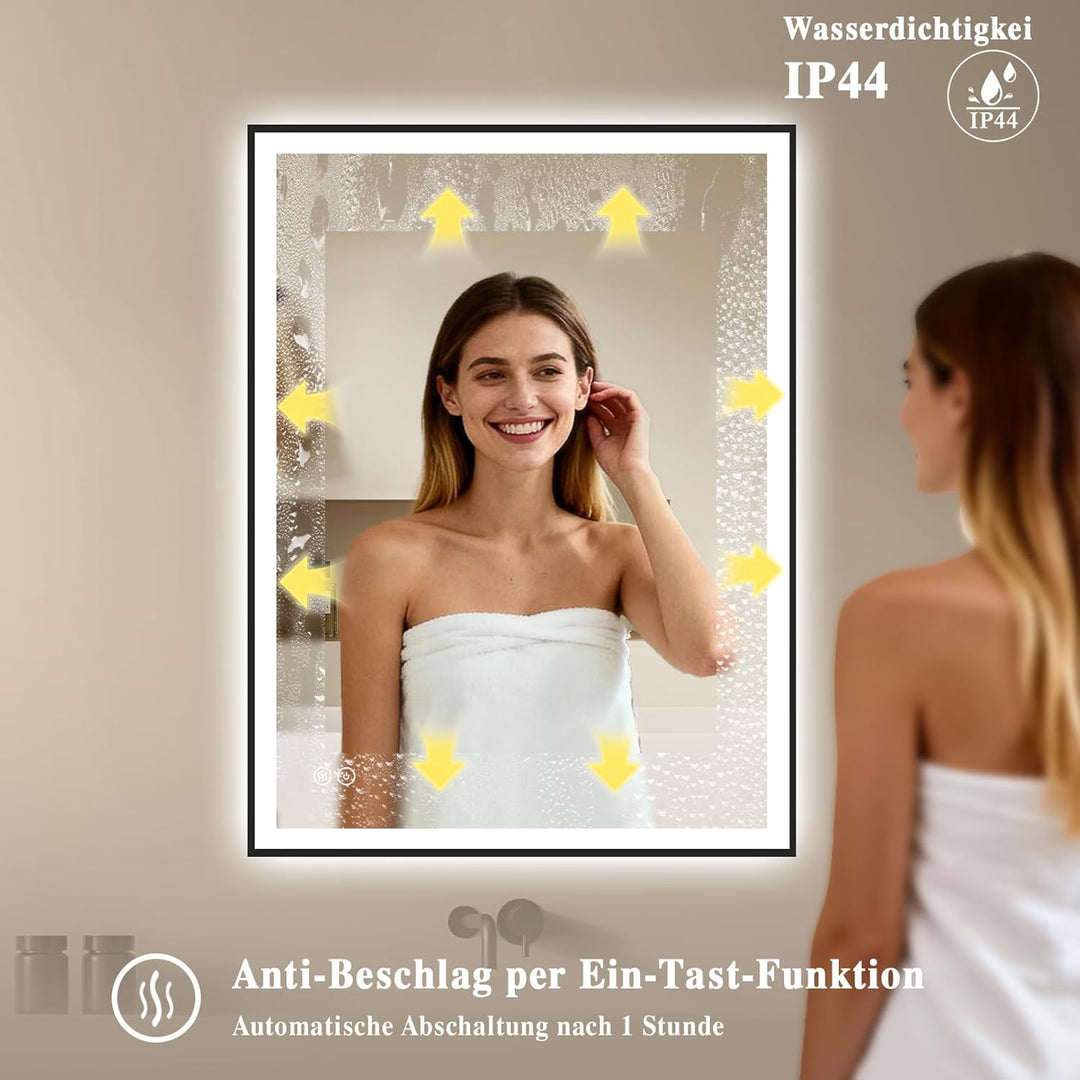 Badspiegel-mit-Beleuchtung 50x70cm - Badezimmerspiegel LED Badezimmer Spiegel mit Beleuchtung - Besc