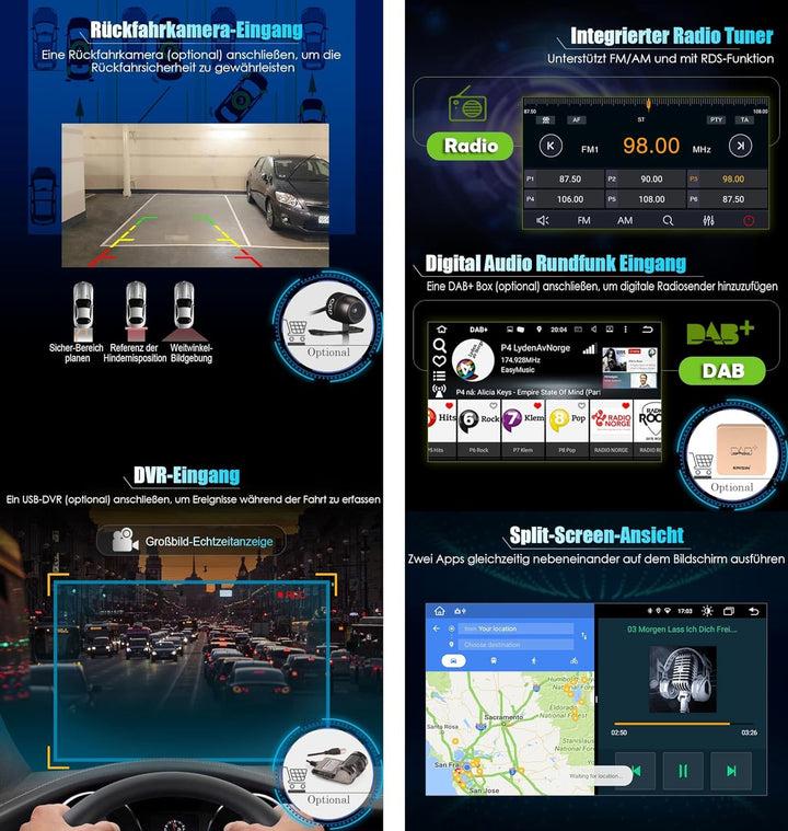 Erisin 7 Zoll 8-Kern 4GB RAM 64GB ROM Android 12 Autoradio Bluetooth GPS Navigation für Toyota Auris