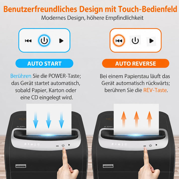 VidaTeco Aktenvernichter für Büro und Homeoffice, 25 Blatt P4 Reisswolf mit 40 Minuten,Kreuzschnitt